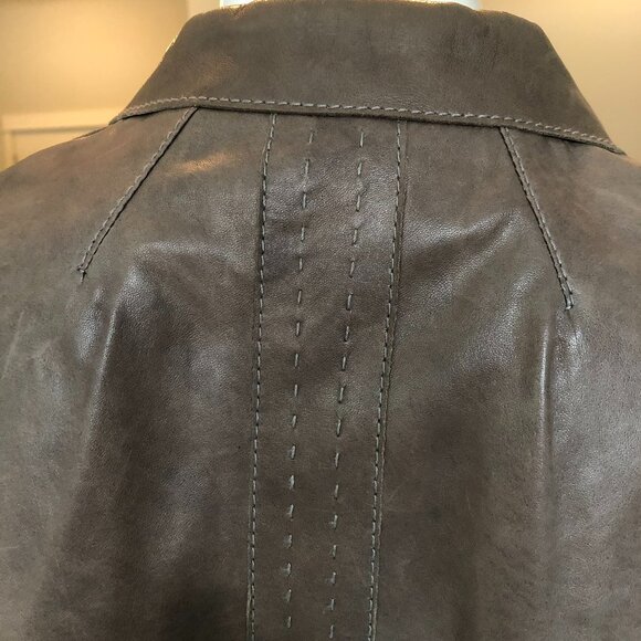 Hugo Boss Lined 2 Button Lamb Leather Blazer Jacket w Pickstitching Brown Sz 8 - Picture 10 of 16